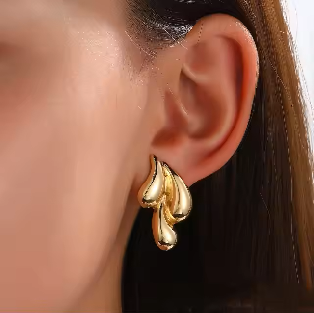 Orek Golden Swirl Drop Earrings - additional view